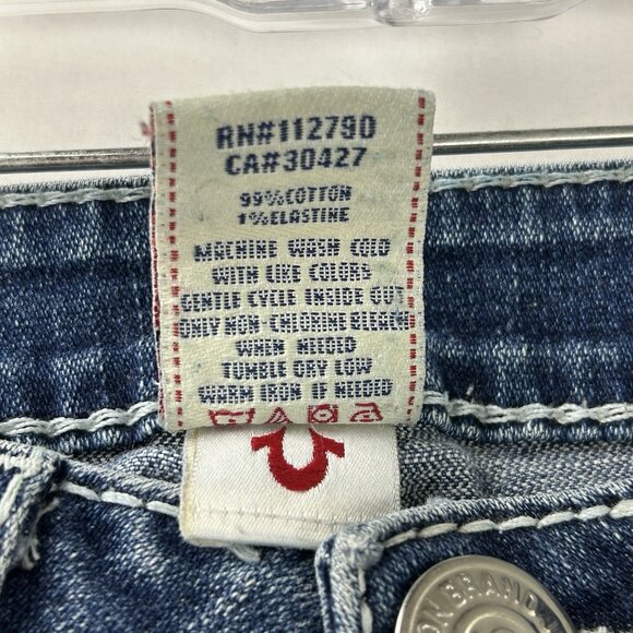 Vintage True Religion Rainbow Joey Jeans Womens 28 Low Rise Flare USA Distressed - Picture 8 of 16